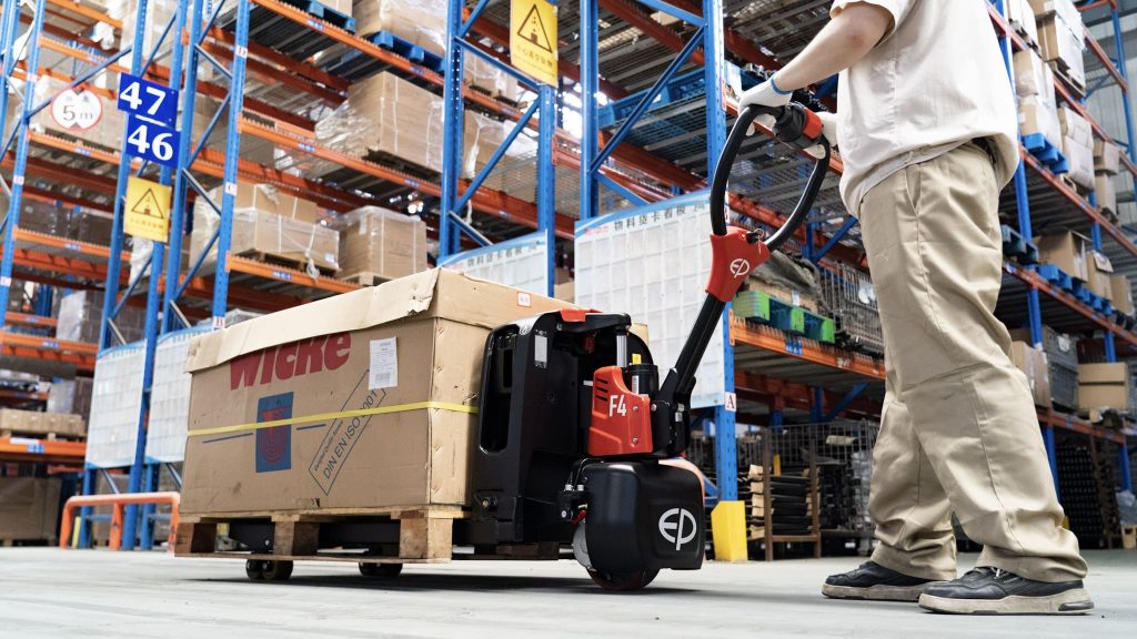 Electric pallet truck hire in Ireland warehouse