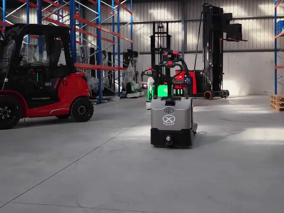 EP X-Mover automated pallet truck working in the Clearlift Navan demo warehouse