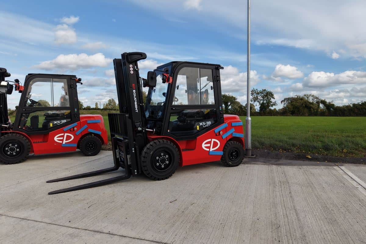 New EP electric counterbalance forklift with cab, in Clearlift livery