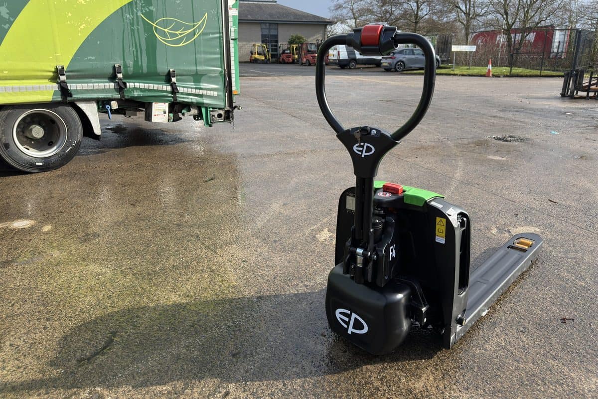 EP F4 walk-behind electric pallet truck in the Clearlift yard