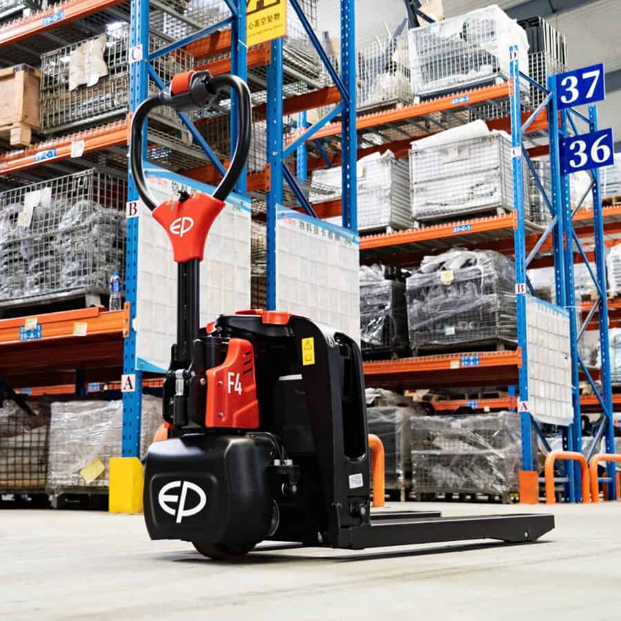 EP F4 lithium electric pallet truck in a warehouse